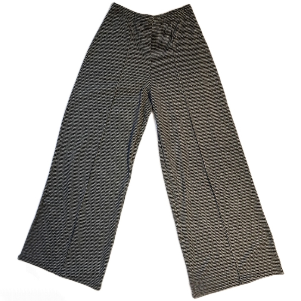 MAX STUDIO Black & White High-rise Wide Leg Trouser Pants - Women's Medium